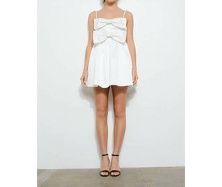 Ina - Pearl-embellished Double Bow Detail Mini Dress