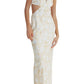 Significant Other Holly Cutout Halter Neck Midi Dress in Almond Stencil Print, Size 10 Us