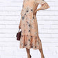 Diva Usa - Floral Ruffle Hem Midi Dress