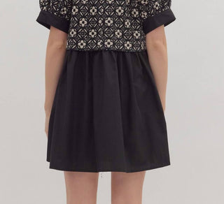 Entro - Floral Textured Overlay Mini Dress
