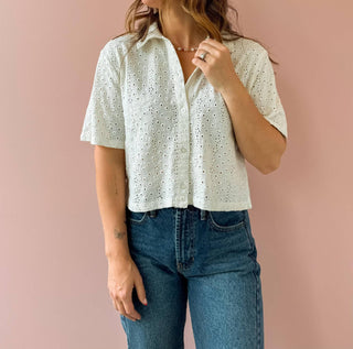 Z Supply - Madrid Knit Eyelet Button Up Top