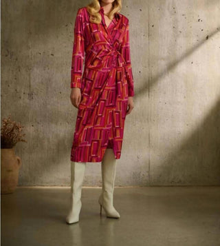 Joseph Ribkoff - Satin Geometric Print Wrap Dress