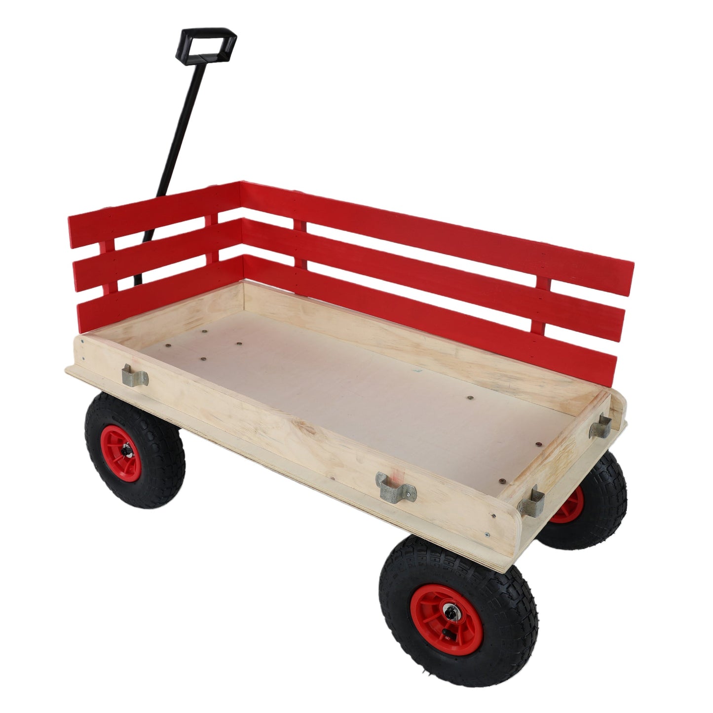 Children's and Garden Wooden Carriage with All-Terrain Inflatable Wheels