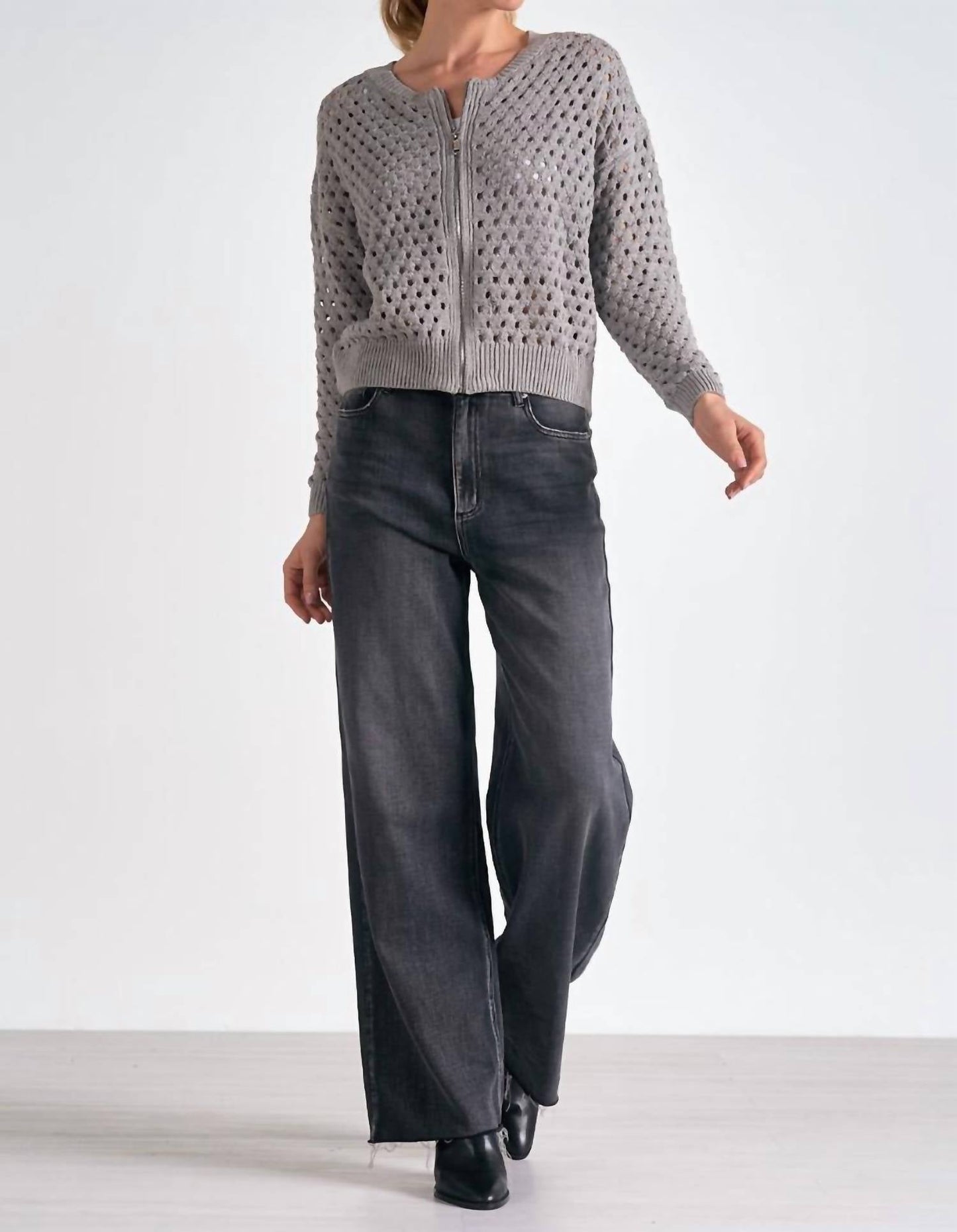 Elan - Candice Zip Cardigan Sweater