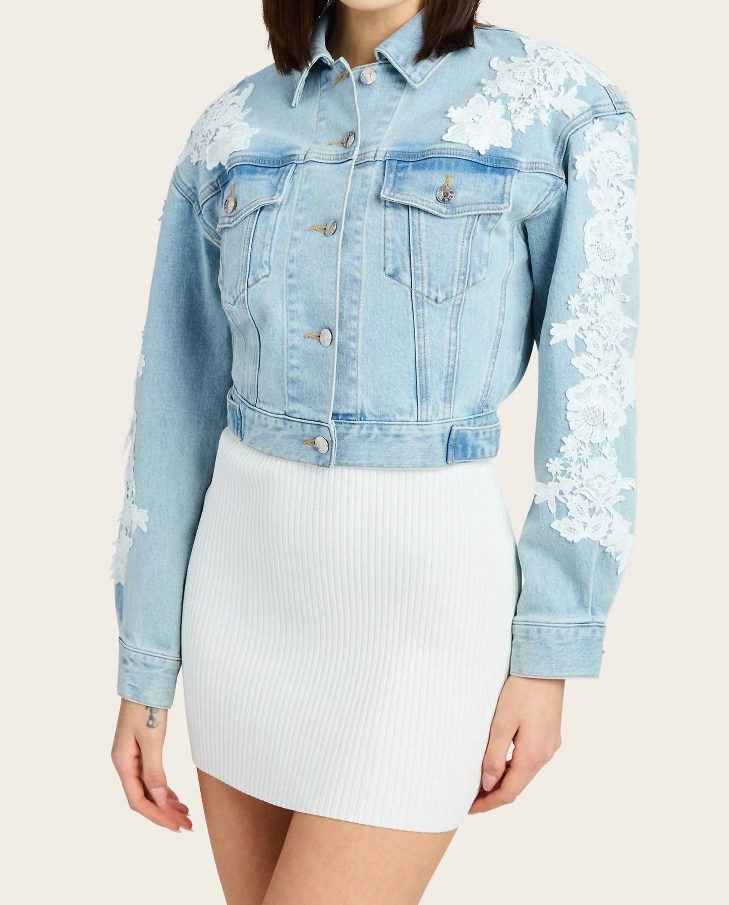 Generation Love - Valex Floral Lace Denim Jacket
