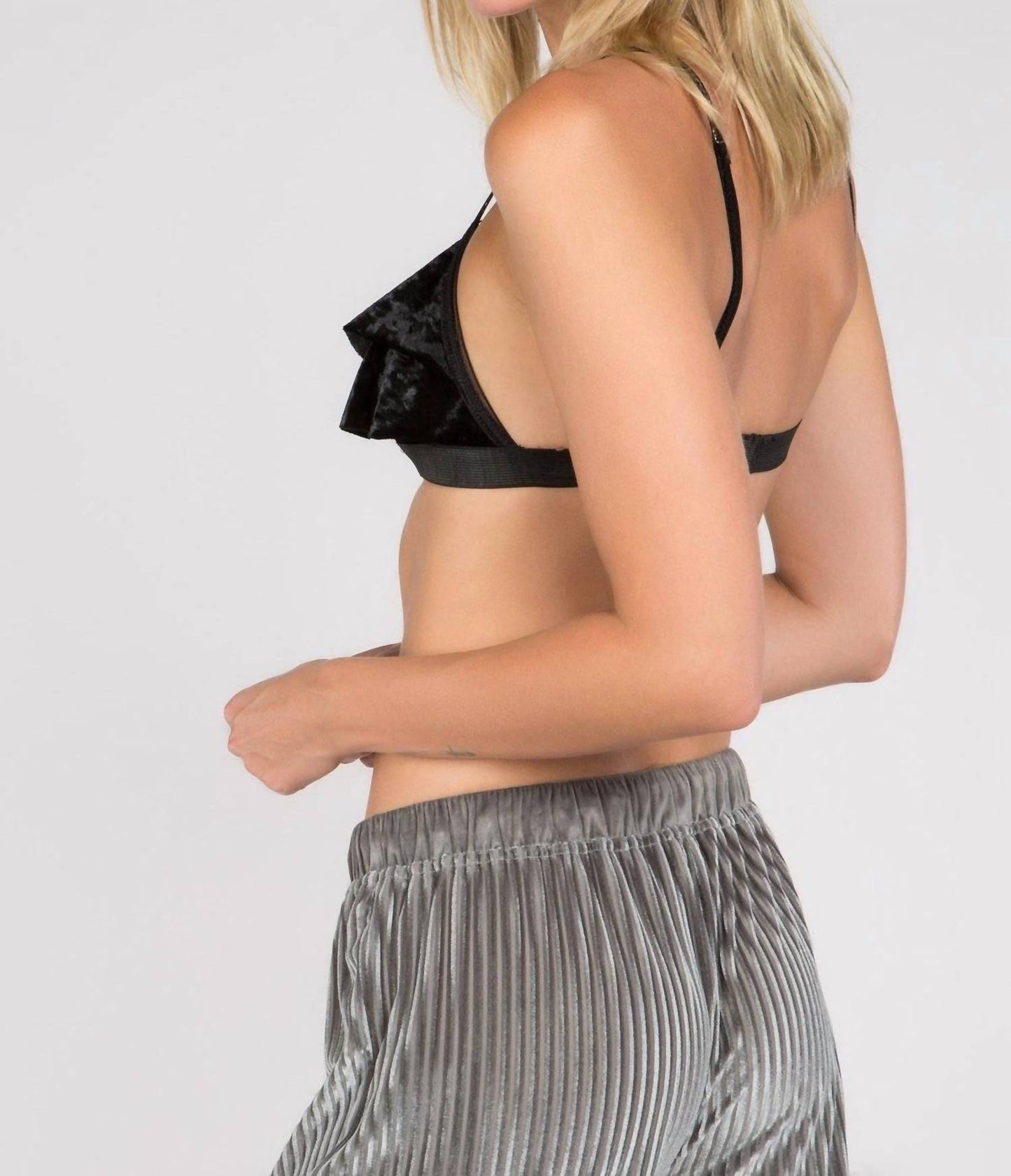 Pol - Adjustable Strap Velvet Layer Trim Bralette