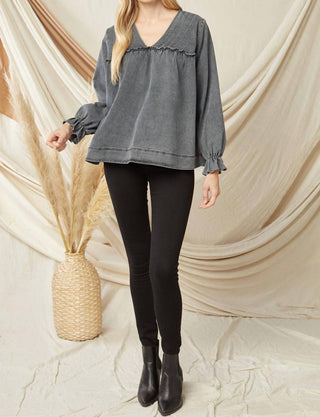 Entro - Ruffled V-neck Top