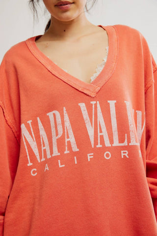 Free People - Venice V-neck Graphic Sweatshirt - Petite