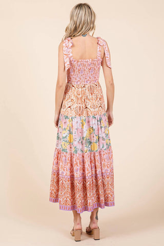 Mittoshop - Tube Patchwork Border Print Midi Dress