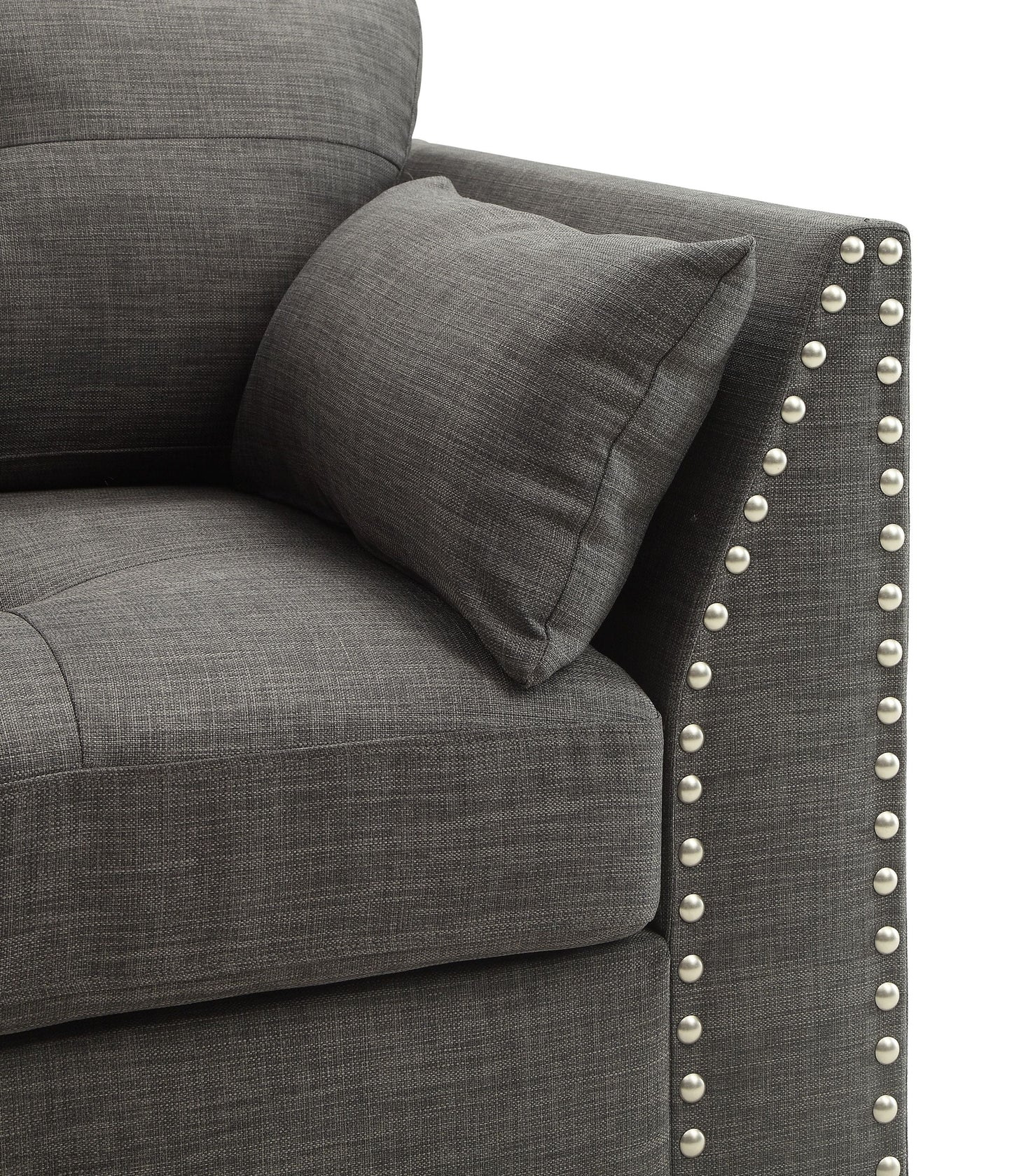 Laurissa Light Charcoal Linen Chair with 3 Pillows