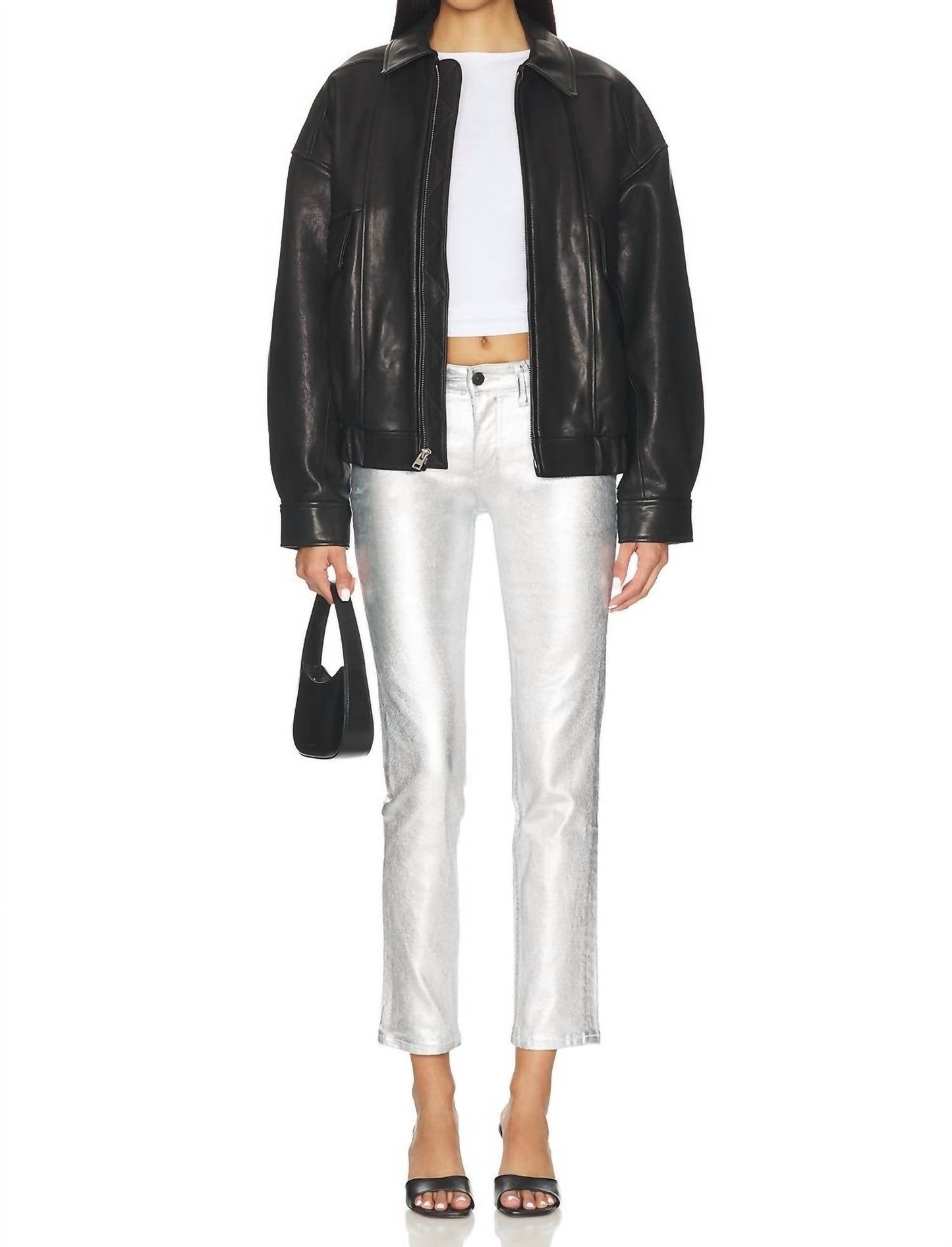 Free People - Oracle Metallic Low-rise Slim Straight Jeans
