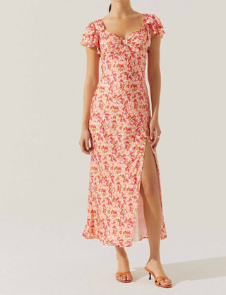 Astr - Maisy Floral Flutter Sleeve Midi Dress