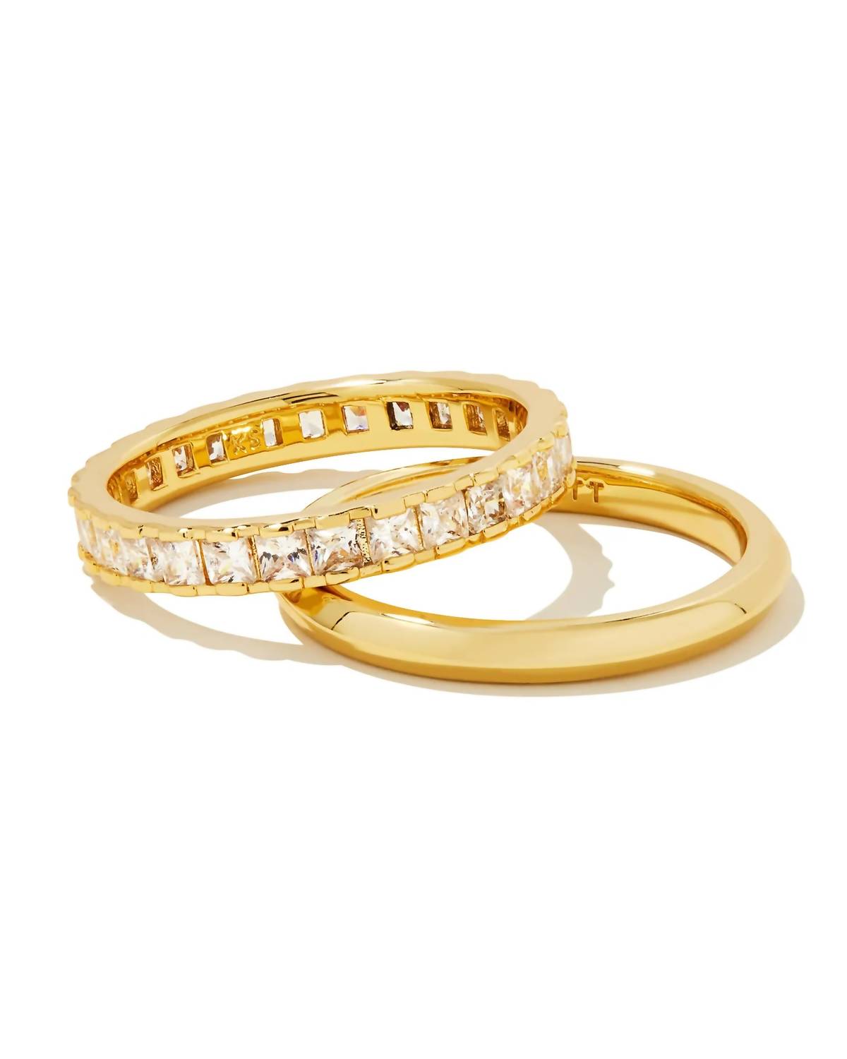Kendra Scott - Ella Gold White Crystal Ring Set Of 2