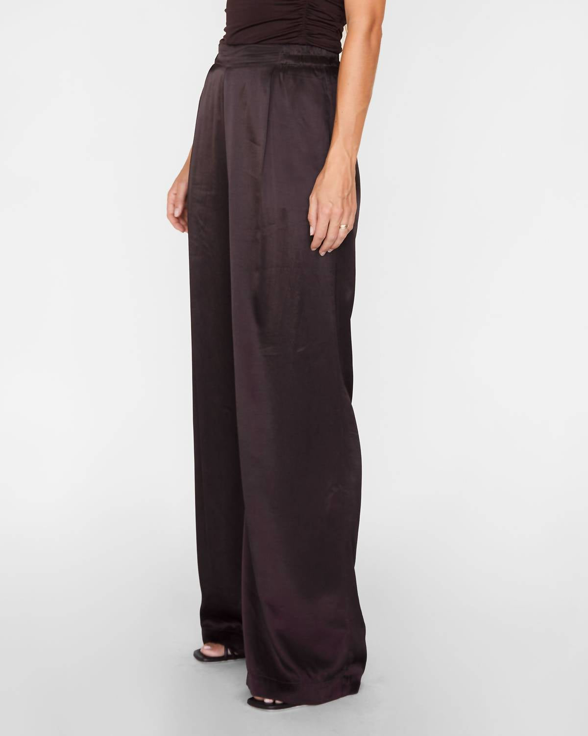 Enza Costa - Straight Pleated Satin Pants