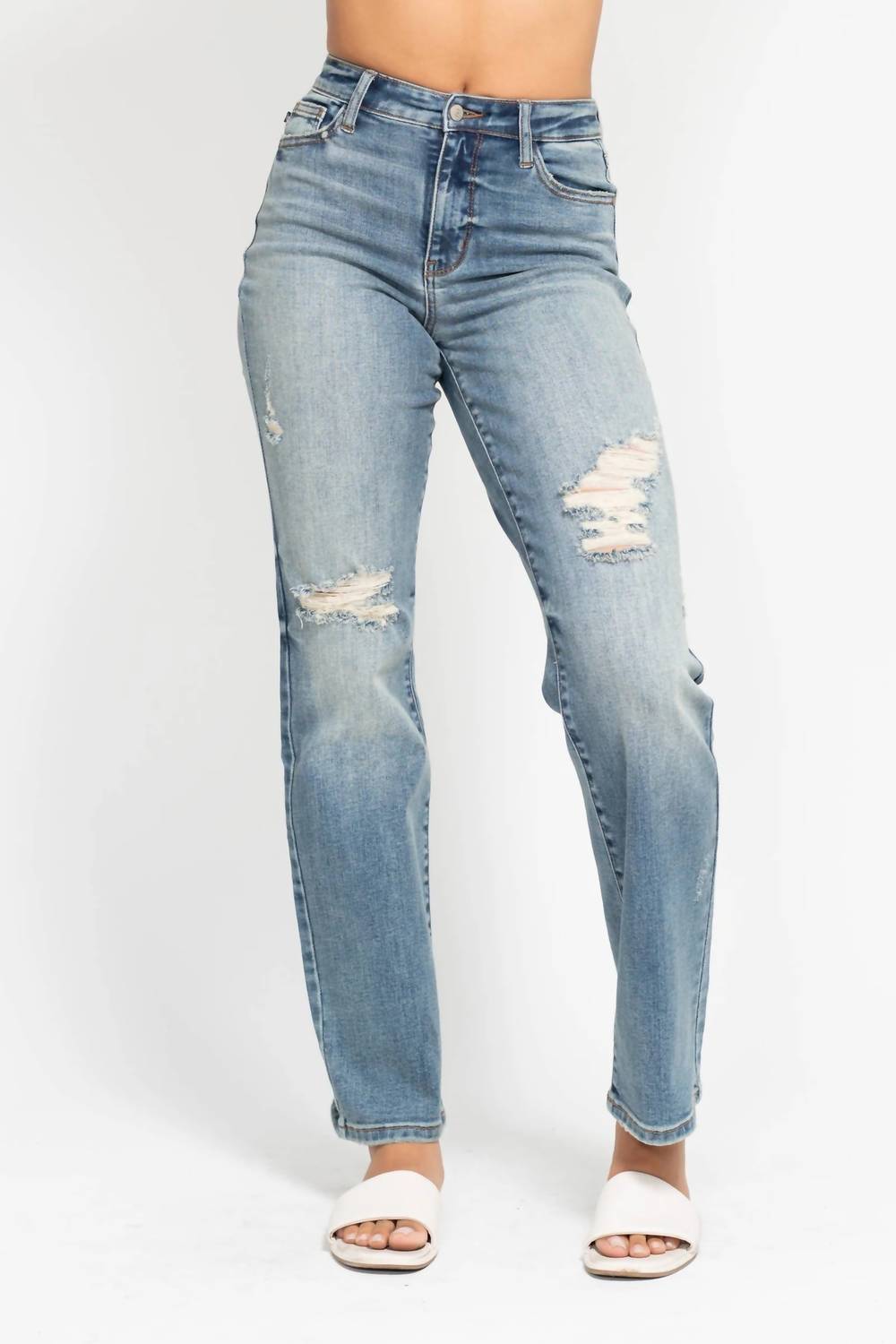 Judy Blue - Rebel Edge High Waist Dad Straight Jeans