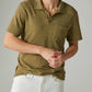 Lucky Brand - Linen Short Sleeve Johnny Collar Polo
