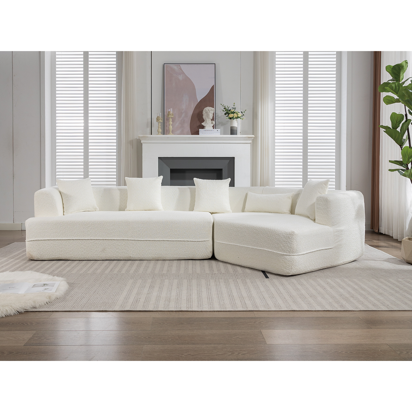 Modular Sofa Modern Minimalist Style Creamy-White
