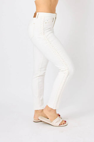 Judy Blue - Mid Rise Braided Detail Jeans