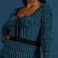 The Curve La - Plus Size Monogram-pattern Zip-up Dress