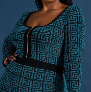 The Curve La - Plus Size Monogram-pattern Zip-up Dress