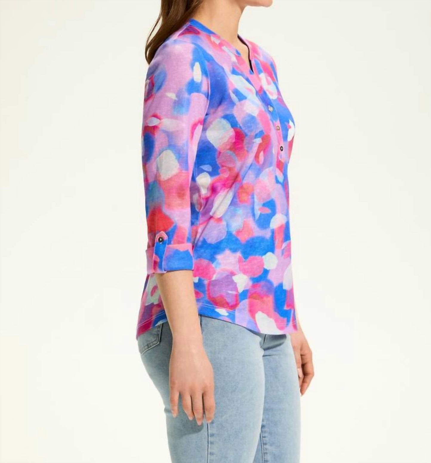 Fdj - Henley Three-quarter Sleeve Top