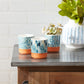 Watercolor Planter with Terra Cotta Accent (Set of 3)