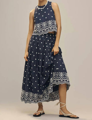 En Saison - Cropped Embroidered Tank Top