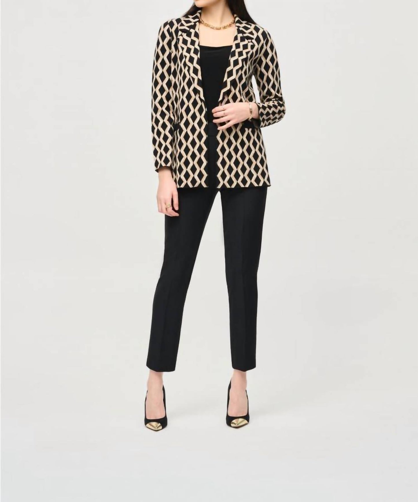 Joseph Ribkoff - Geometric Print Open Front Blazer Jacket