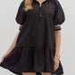 Entro - Puff Sleeve Ruffled Hem Mini Dress
