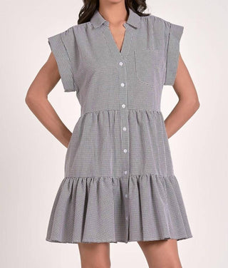 Elan - Cap Sleeve Button Down Mini Dress