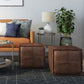 Brody Square Pouf Distressed Dark Brown