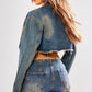 Prettylittlething - Petite Wash Raw Hem Cropped Denim Jacket