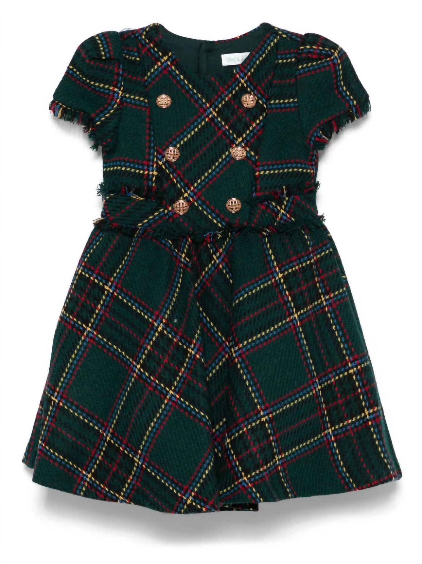 Abel & Lula - Girls Check-Pattern Tweed Dress