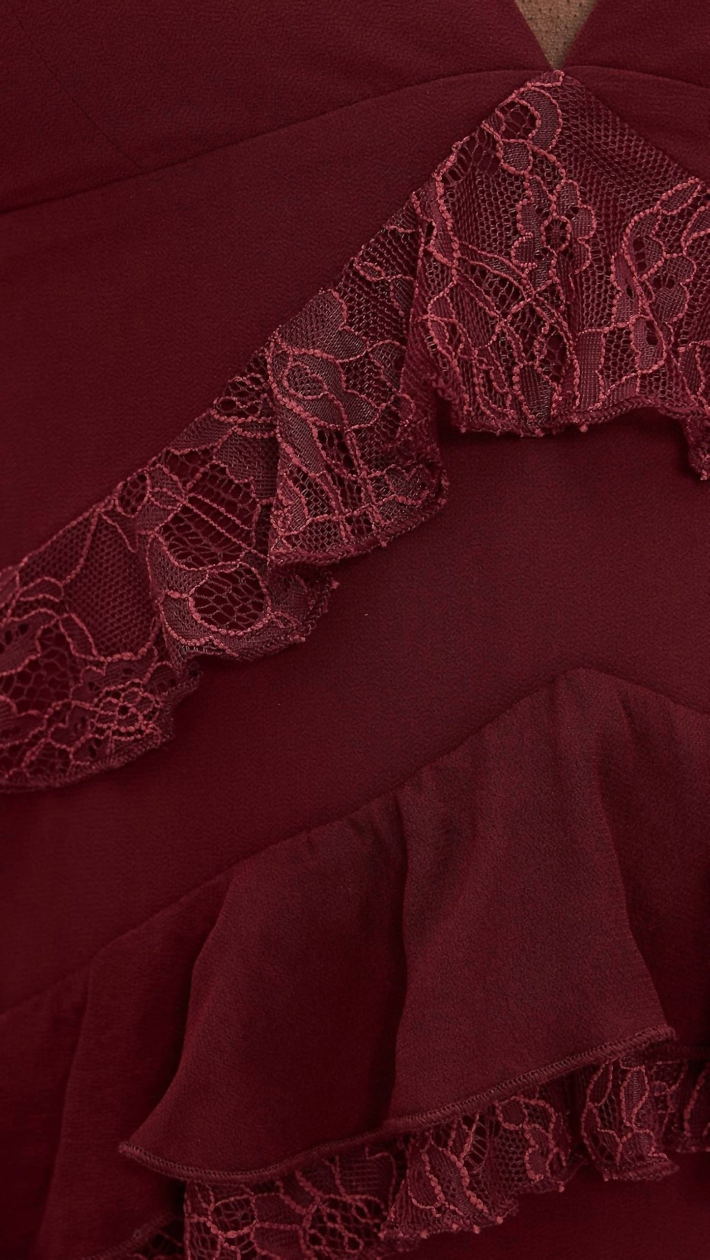 Alice + Olivia - Liana V Neck Ruffle Maxi Dress