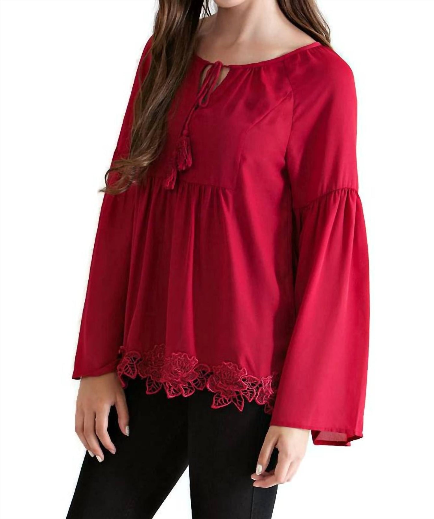 Entro - Lace, Bell & Tassel Tunic Top