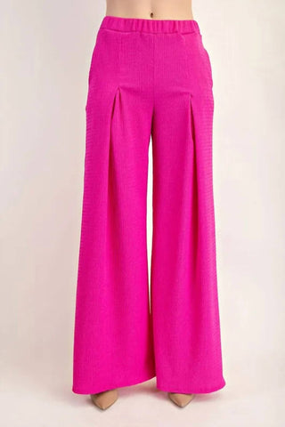 Trendsi - Celeste Textured Wide-Leg Pants with Pockets