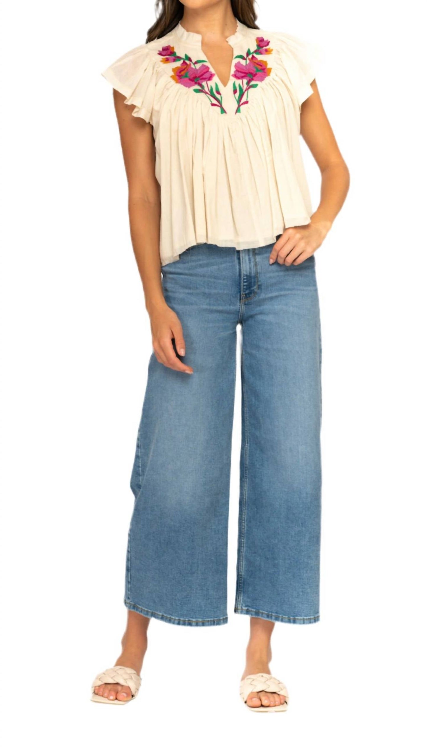 Mahila - Olene Embroidery Blouse Top