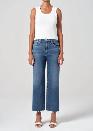 Agolde - Ren Raw Hem High Waist Ankle Wide Leg Jeans