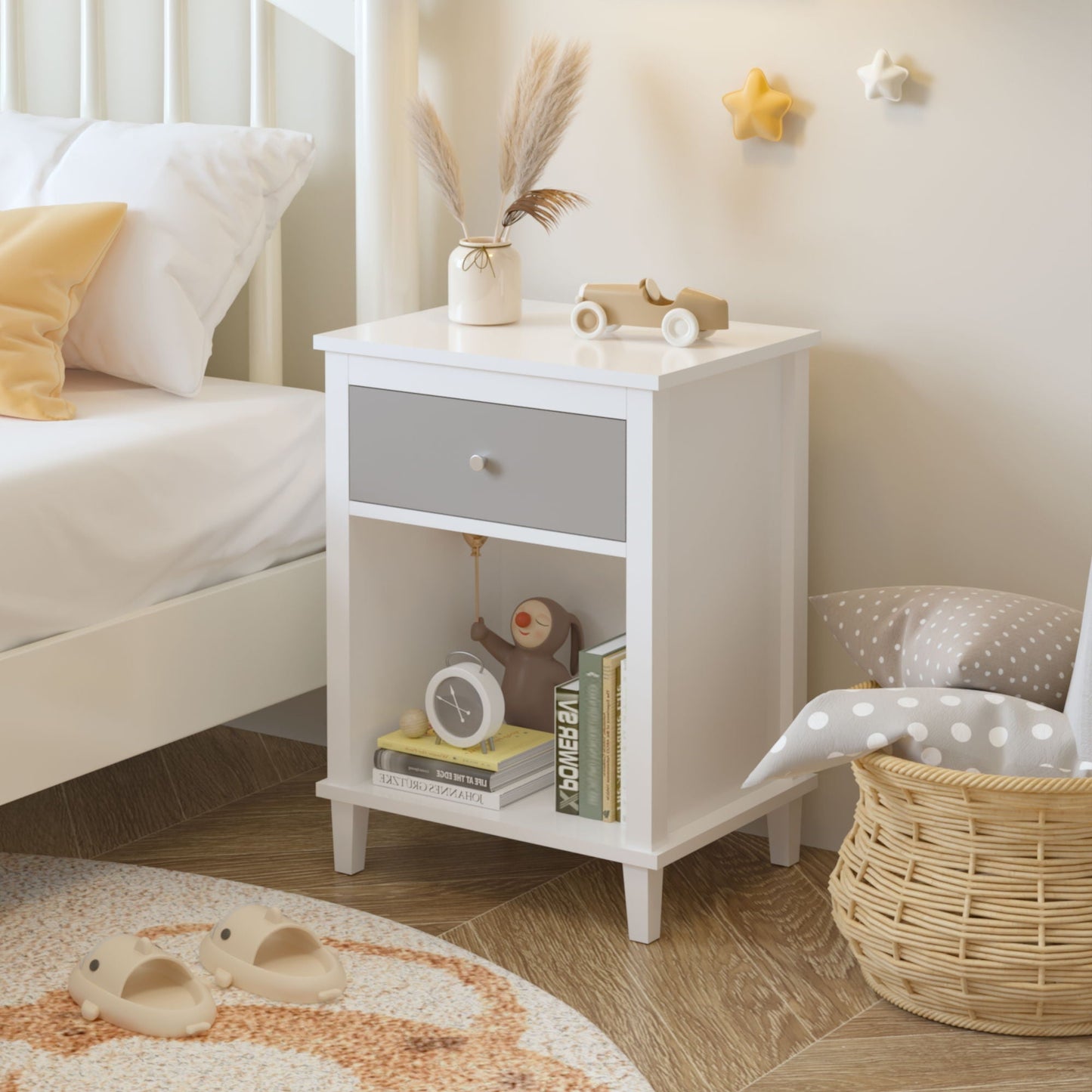 Nightstand With 1 Drawer and 1 Shelf