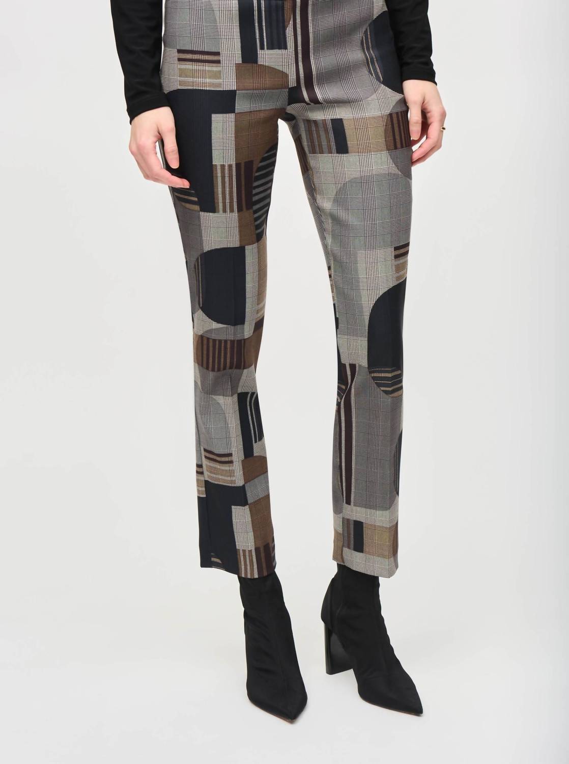Joseph Ribkoff - Plaid Geometric Straight Ankle Pant