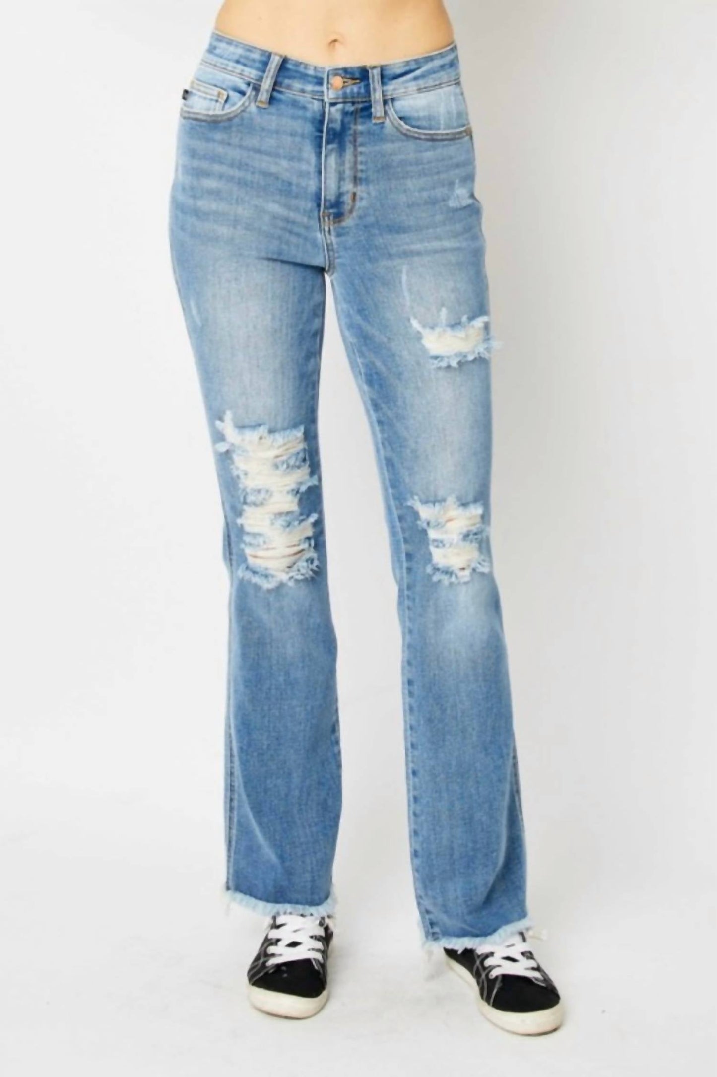Judy Blue - Women's High Waisted Fray Hem Bootcut Jeans