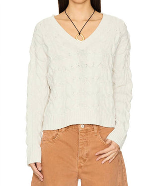 Free People - Washed Cable V Neck Sweater