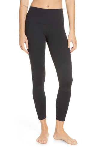 Zella Moto Ribbed High Waist Ankle Leggings - Black