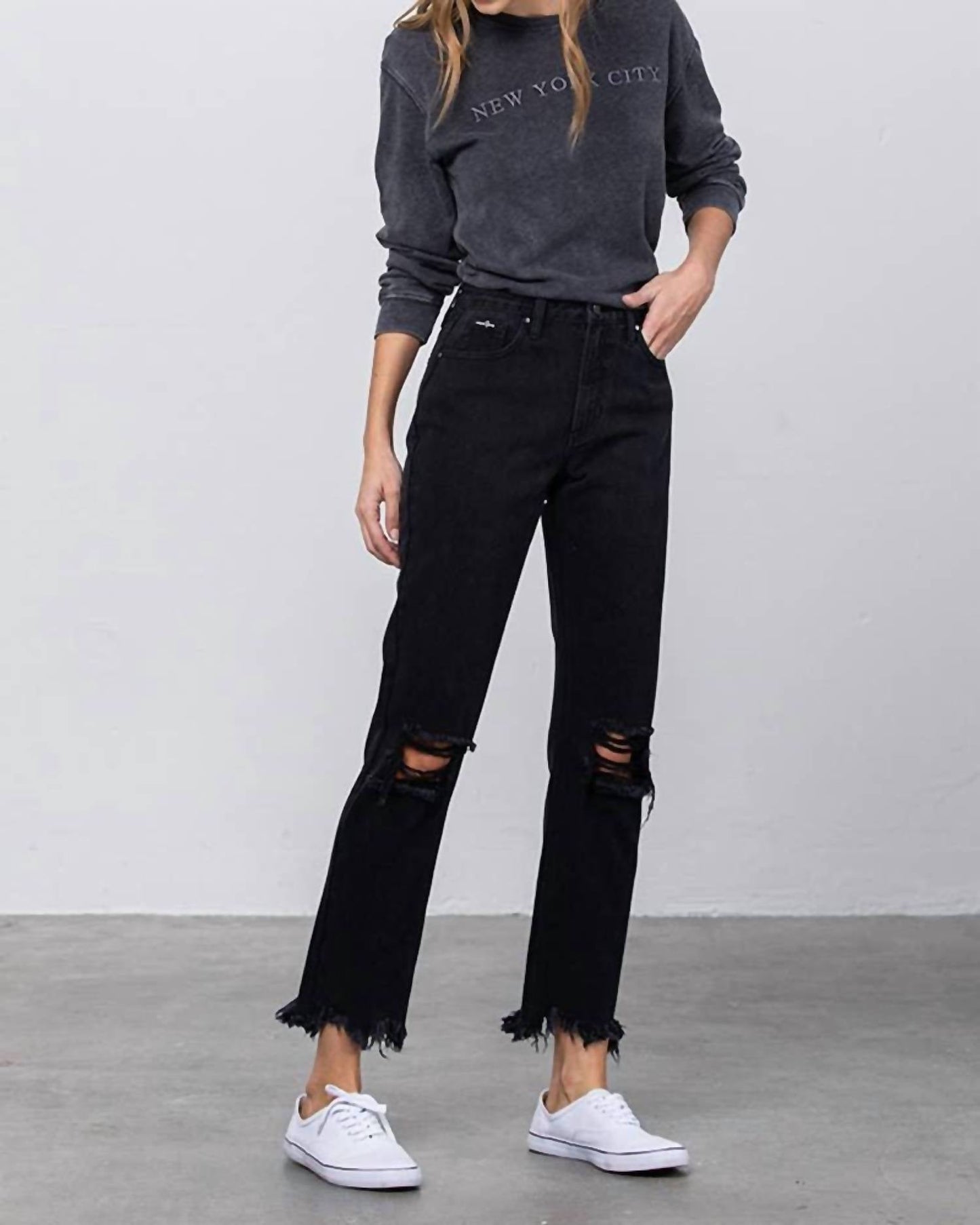 Insane Gene - High Rise Ripped Frayed Jeans