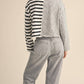 Miou Muse - V-Neck Contrast Striped Top