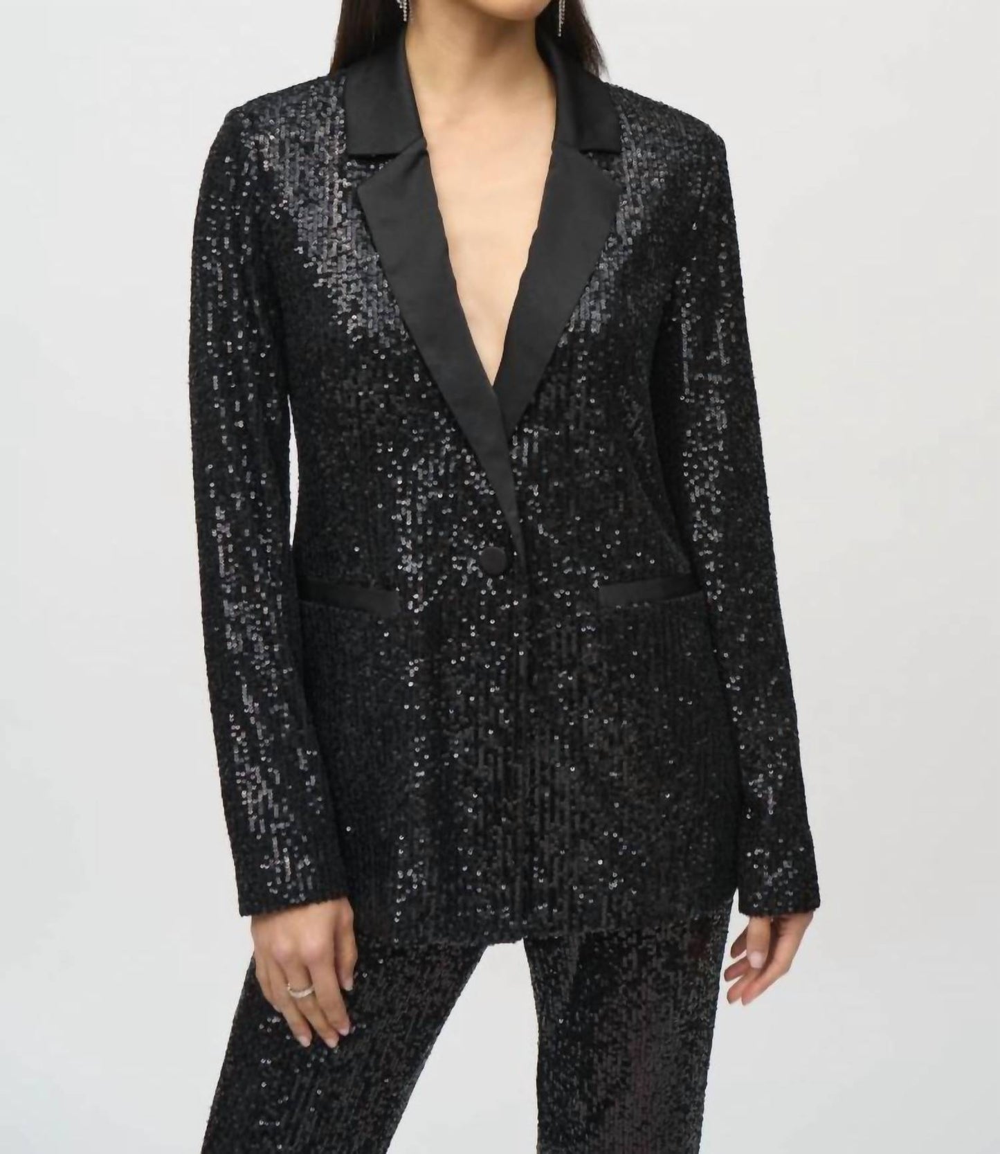 Joseph Ribkoff - Sequined Satin Trim Blazer