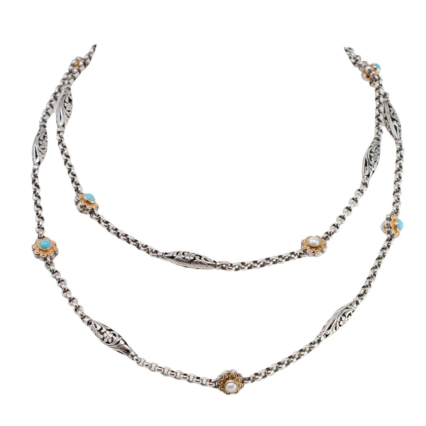 Konstantino - Women's Sleeping Beauty White Pearl Necklace