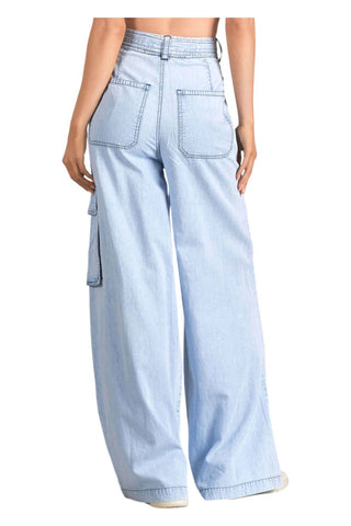 Elan - WIDE LEG CHAMBRAY PANTS
