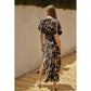 Dress Forum - Flutter Sleeve Satin Maxi Dress