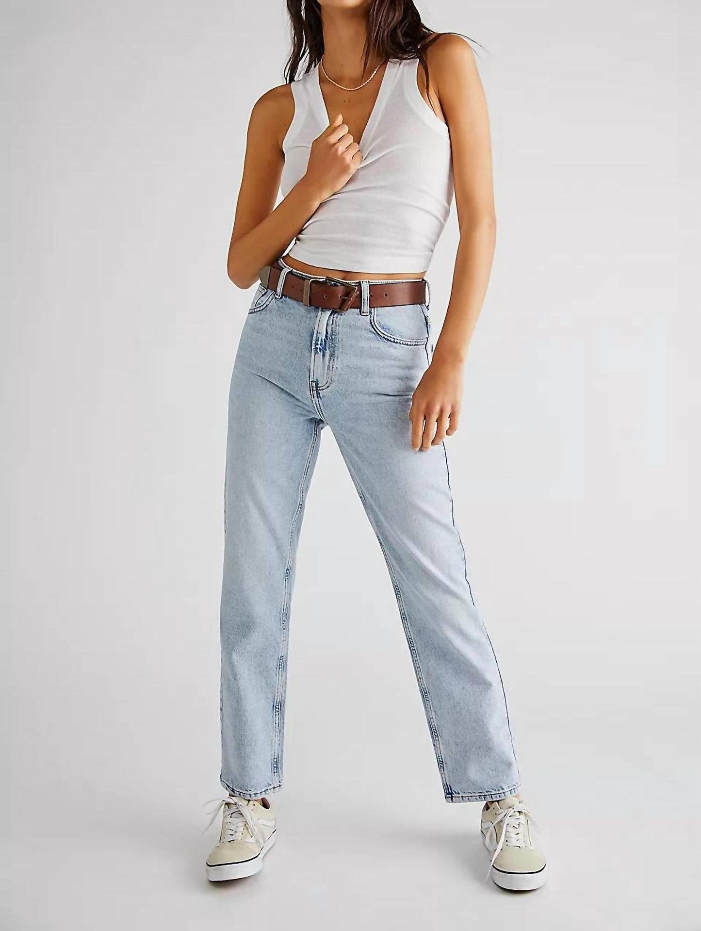Free People - Pacifica Straight Leg Bleach Acid Wash Jeans